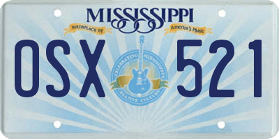 MS license plate OSX521
