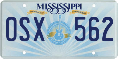 MS license plate OSX562