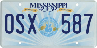 MS license plate OSX587