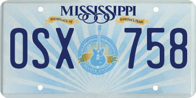 MS license plate OSX758