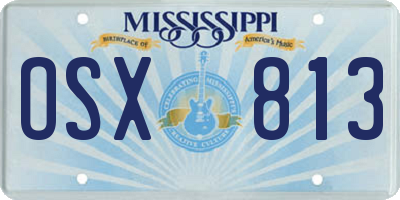 MS license plate OSX813