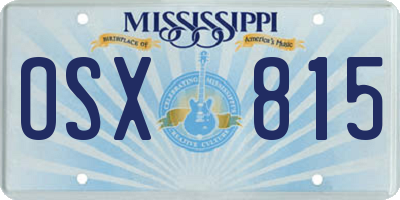 MS license plate OSX815