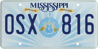 MS license plate OSX816