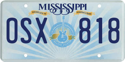 MS license plate OSX818