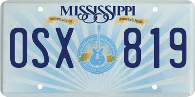 MS license plate OSX819