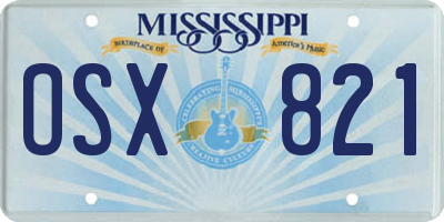 MS license plate OSX821