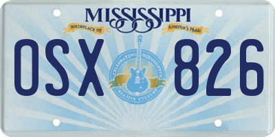 MS license plate OSX826