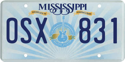 MS license plate OSX831