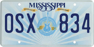 MS license plate OSX834