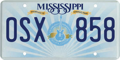 MS license plate OSX858