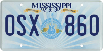 MS license plate OSX860