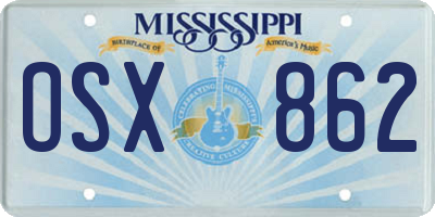 MS license plate OSX862