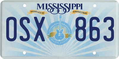 MS license plate OSX863