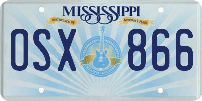 MS license plate OSX866