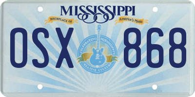 MS license plate OSX868