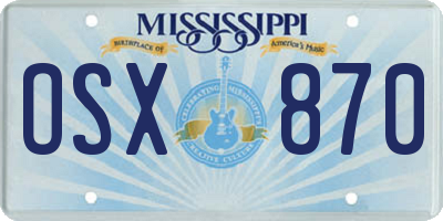 MS license plate OSX870