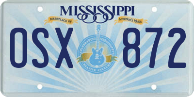 MS license plate OSX872