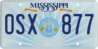 MS license plate OSX877