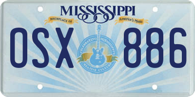 MS license plate OSX886