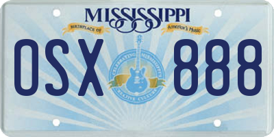 MS license plate OSX888