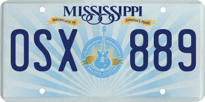 MS license plate OSX889