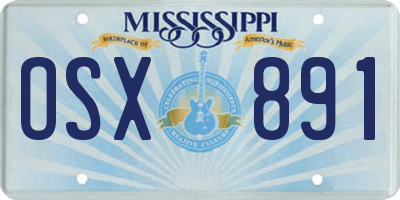 MS license plate OSX891