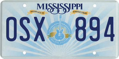 MS license plate OSX894