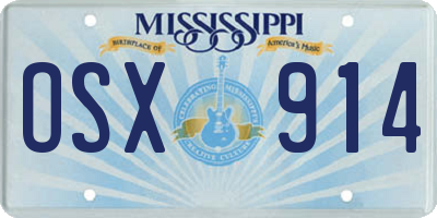 MS license plate OSX914