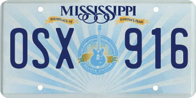 MS license plate OSX916