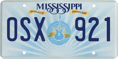 MS license plate OSX921