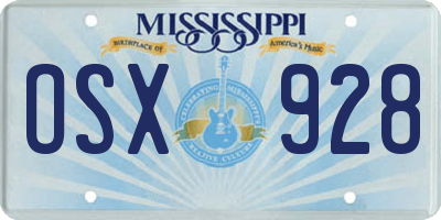 MS license plate OSX928