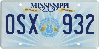 MS license plate OSX932
