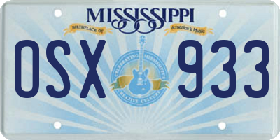 MS license plate OSX933
