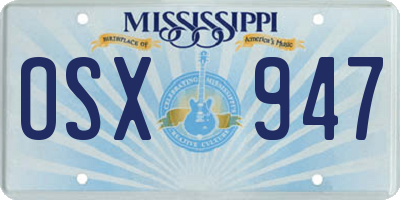 MS license plate OSX947