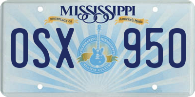 MS license plate OSX950