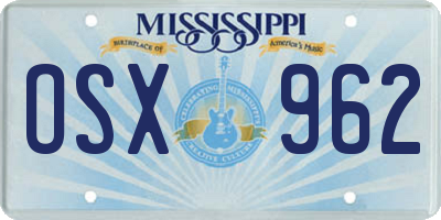 MS license plate OSX962