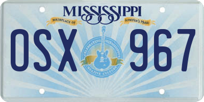 MS license plate OSX967