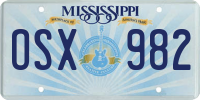 MS license plate OSX982