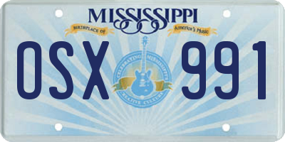 MS license plate OSX991