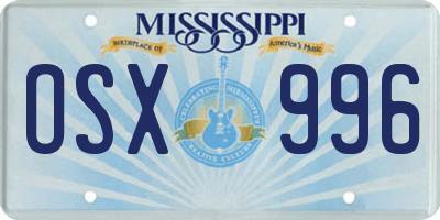 MS license plate OSX996