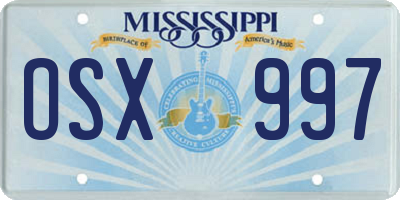 MS license plate OSX997