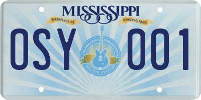 MS license plate OSY001