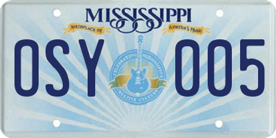 MS license plate OSY005
