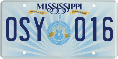 MS license plate OSY016