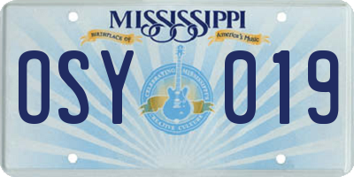 MS license plate OSY019