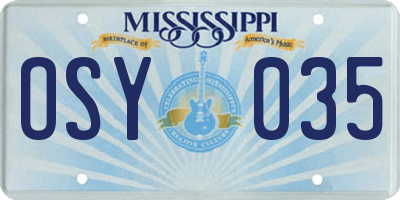 MS license plate OSY035
