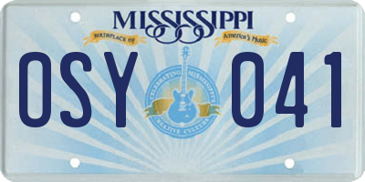 MS license plate OSY041