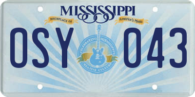 MS license plate OSY043