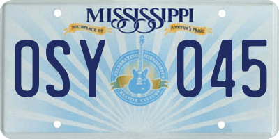 MS license plate OSY045