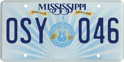 MS license plate OSY046